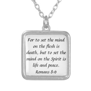 peace bible verse encouragement Romans 8:6 Silver Plated Necklace