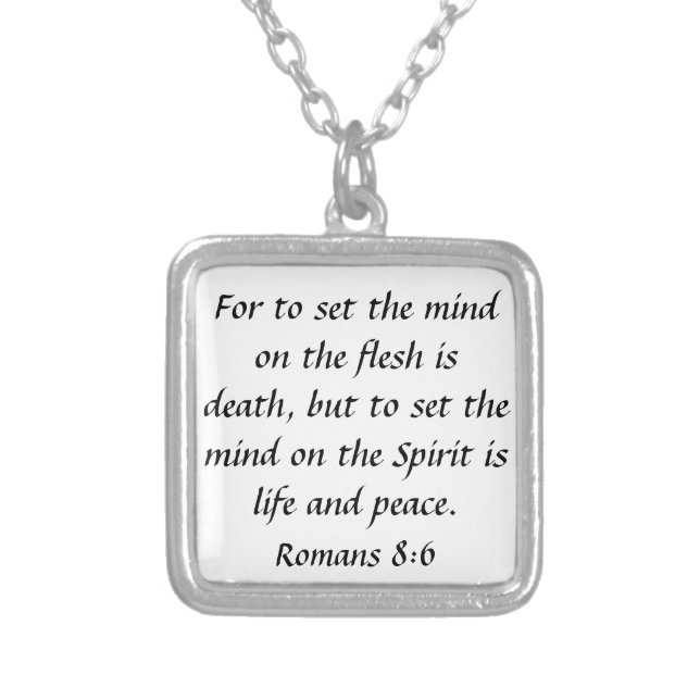 peace bible verse encouragement Romans 8:6 Silver Plated Necklace (Front)