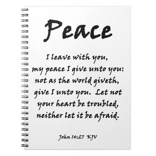 Peace Bible Verse John 1427 Christian Notebook