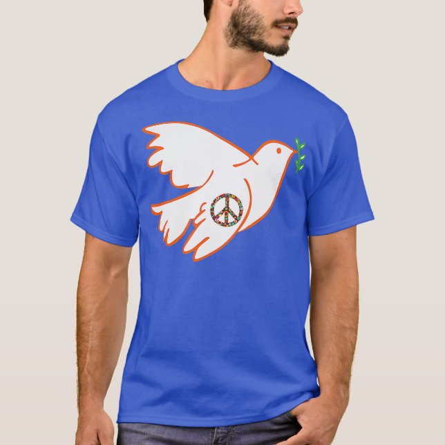 Peace Bird Dove Pigeon Hippy Hippie T-Shirt (Front)