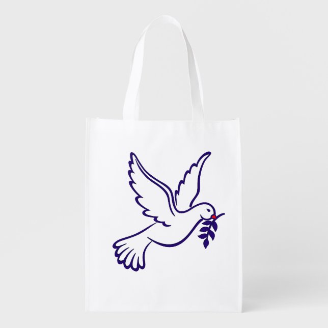 Peace Bird Outline tshirt  Grocery Bag (Front)