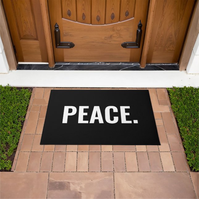 Peace black and white text minimalist anti war doormat (Outdoor)