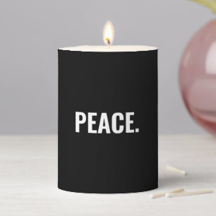 Peace black and white text minimalist anti war pillar candle