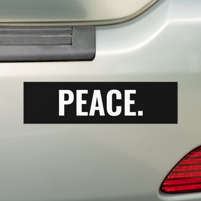 Peace black and white text minimalist custom bumper sticker (On Car)