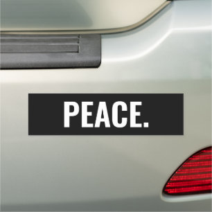 Peace black and white text minimalist custom car magnet