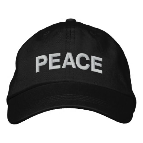 Peace black  white minimalist modern custom text embroidered baseball cap