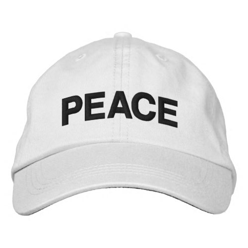 Peace black white minimalist modern custom text embroidered baseball cap
