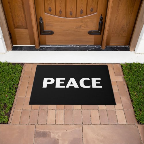 Peace black white minimalist modern simple elegant doormat