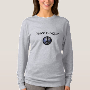 Peace Blogger Ladies Long-Sleeved Gray T-Shirt