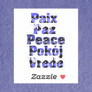 Peace Blue Hearts Many Languages Sticker