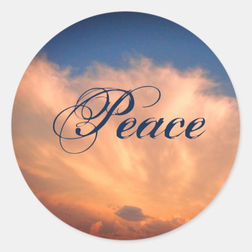 Peace Blue Sky and Pink Fluffy Clouds Celestial Classic Round Sticker