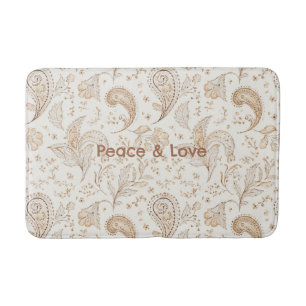Peace Bohemian Hippie Sixties Paisley  Bath Mat