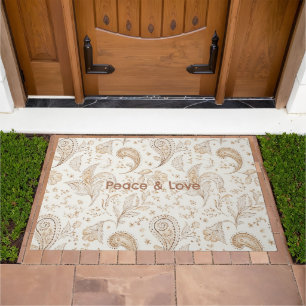 Peace Bohemian Hippie Sixties Paisley Doormat