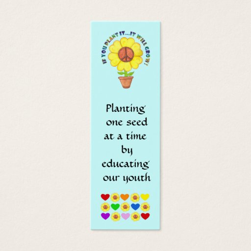 Customizable Peace Bookmark Business Card Templates
