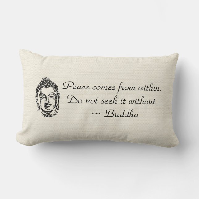 Peace Buddha Quotes Lumbar Pillow (Front)