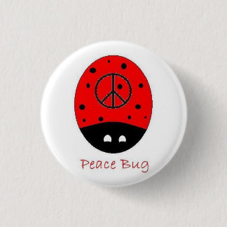 peace bug mini button white