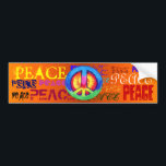 PEACE BUMPER STICKER<br><div class="desc">Peace written all over a bumper sticker with a Tie ~dyed Peace sign right in the middle!</div>