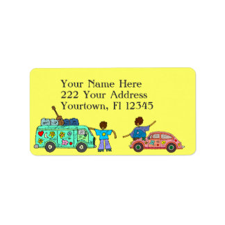 Peace Bus Retro Address Label