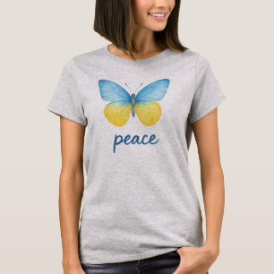 Peace. Butterflies in Ukrainian flag colours. T-Shirt