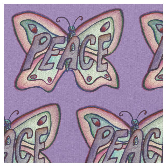 Peace Butterfly Inspirational Art Fabric Material (Close Up)