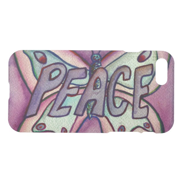 Peace Butterfly Inspirational Word iPhone 7 Case (Back Horizontal)