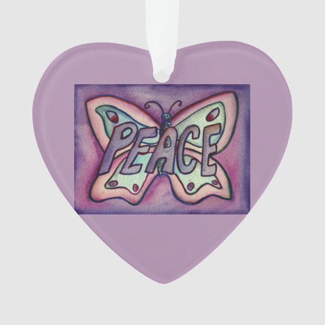 Peace Butterfly Word Art Gift Holiday Ornament (Front)
