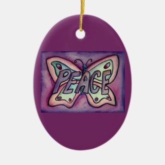 Peace Butterfly Word Art Gift Holiday Ornament