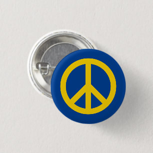 Peace button in blue yellow Ukraine flag colors