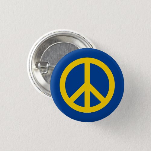 Peace button in blue yellow Ukraine flag colors