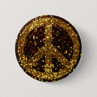 Peace Button with Gold Glitter