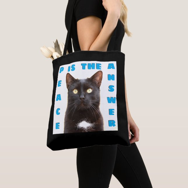 Peace - cat Tote Bag (Close Up)