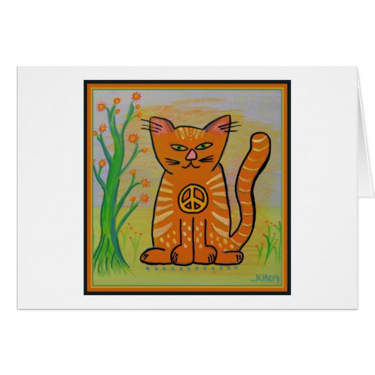 Peace Cat with Flowers Cards (Front Horizontal)