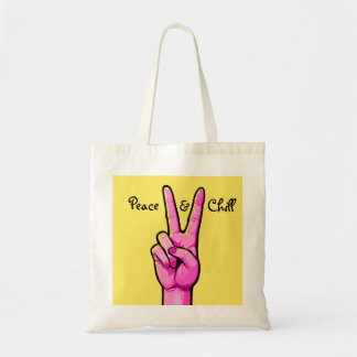 Peace & Chill ✌️ Minimal Cartoon Tote Bag