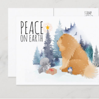 PEACE  Chow dog holiday postcards