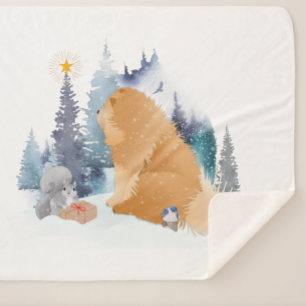 PEACE Chow dog holiday Sherpa Blanket