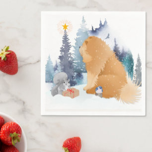 PEACE Chow dog paper napkins