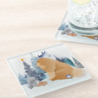 PEACE  Chow holiday Glass Coaster