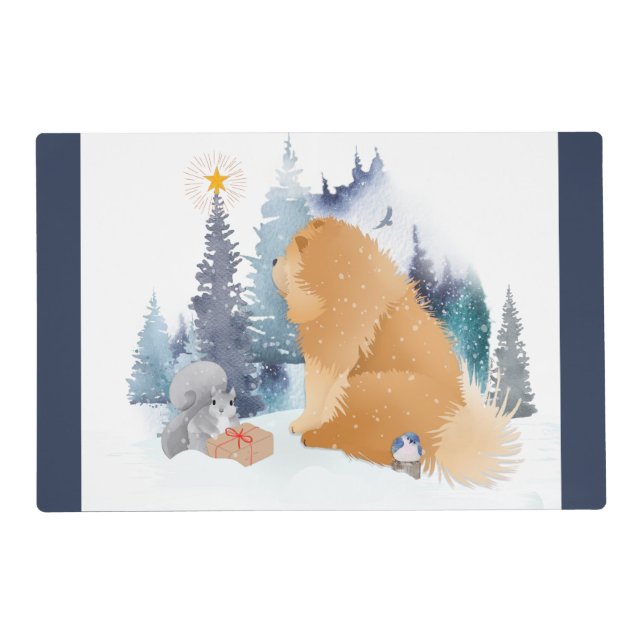 PEACE Chow holiday laminated placemat (Front)