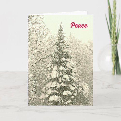 Peace Christmas Card with a Snowy Scene