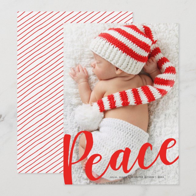 Peace Christmas Holiday Photo Card (Front/Back)