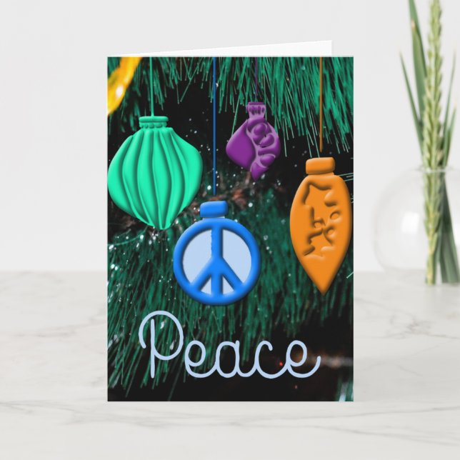 Peace Christmas Ornaments Holiday Card (Front)