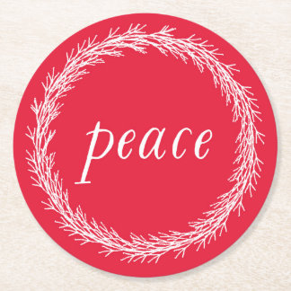 Peace Christmas Round Paper Coaster