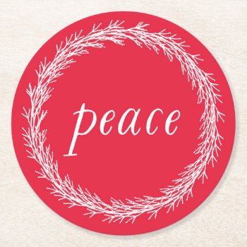 Peace Christmas Round Paper Coaster by ericar70 at Zazzle
