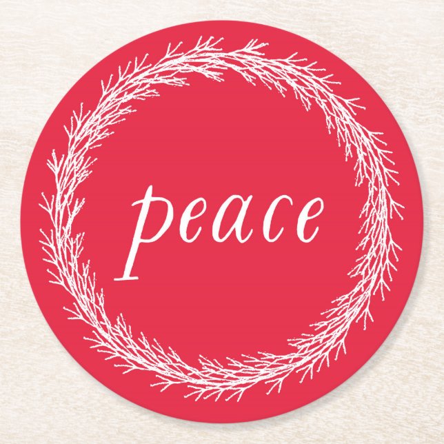 Peace Christmas Round Paper Coaster (Front)