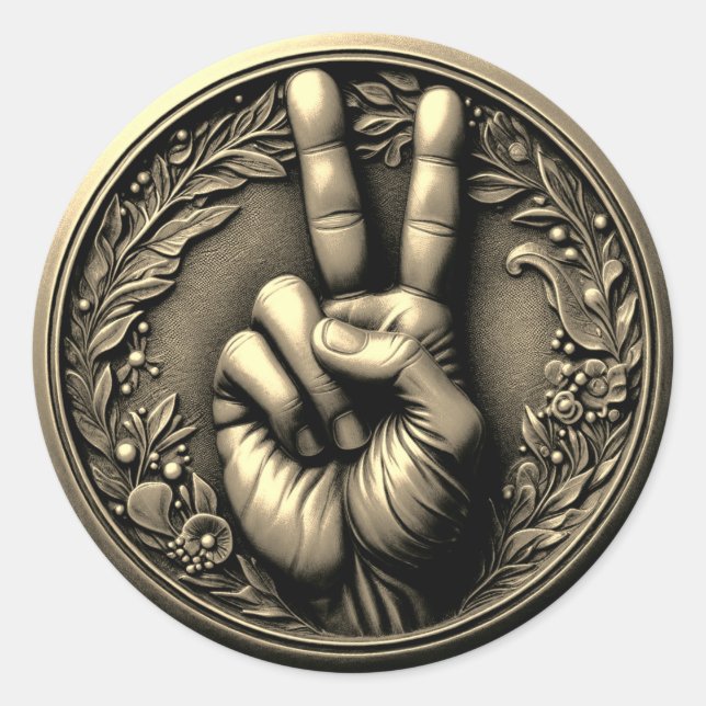 Peace  classic round sticker (Front)
