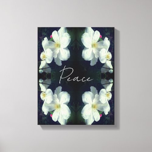 Peace Clematis Flower Abstract Inspirational Canvas Print