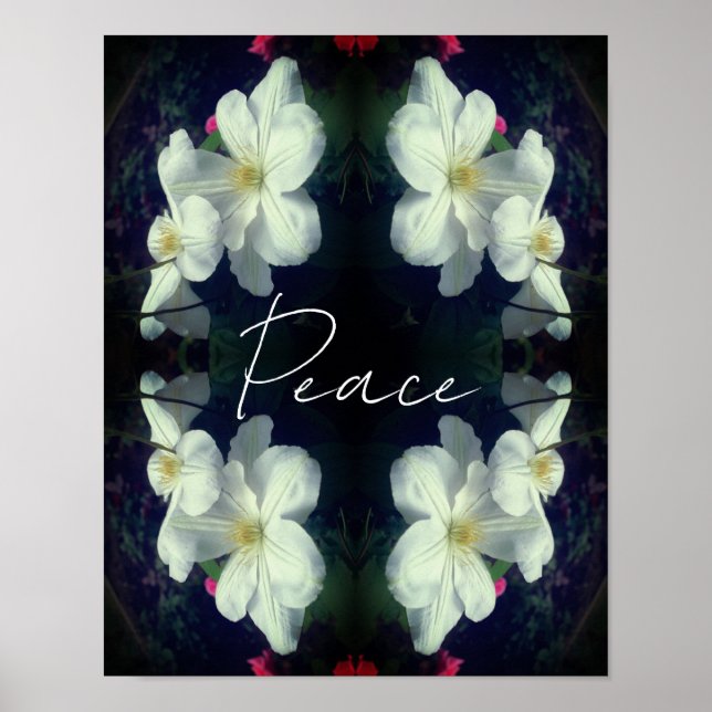 Peace Clematis Flower Abstract Inspirational Poster (Front)
