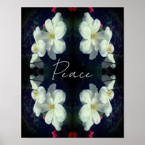 Peace Clematis Flower Abstract Inspirational Poster
