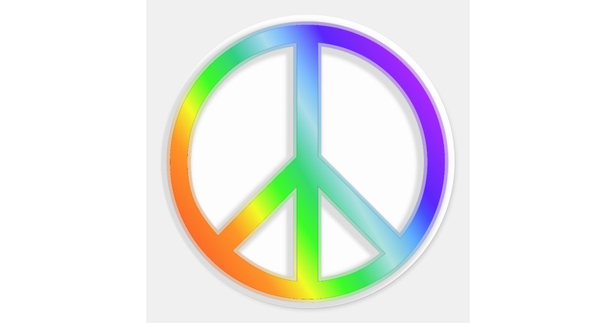 Peace CND Symbol in Rainbow Color Classic Round Sticker | Zazzle