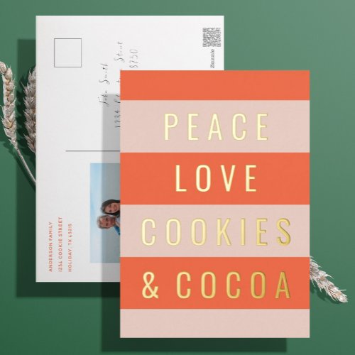 Peace  Cocoa Gold Foil Holiday Postcard